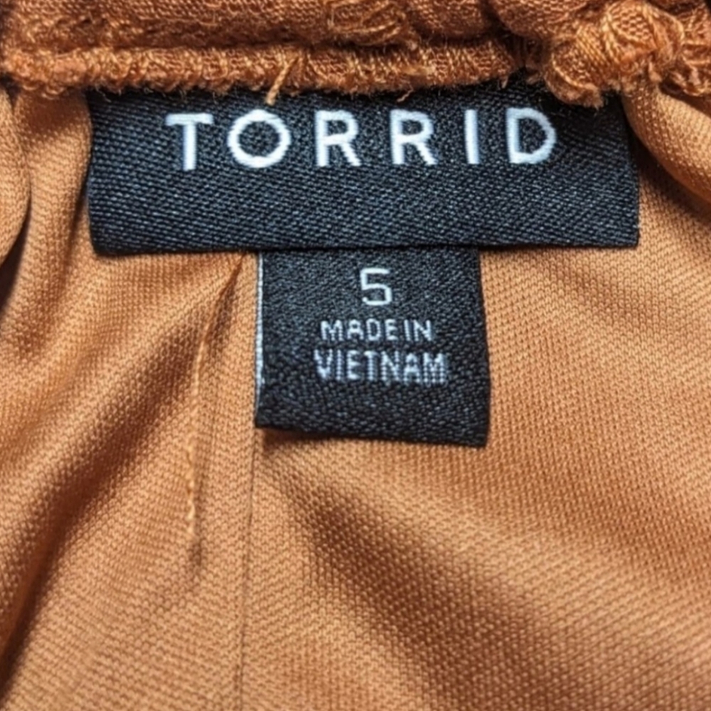 Torrid Tie Front Slit Maxi Dress - Crosshatch Woven Orange Rust